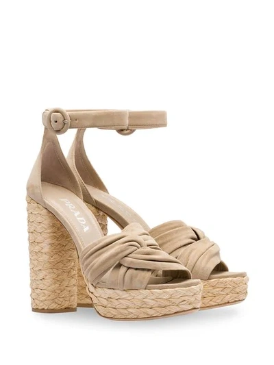Shop Prada Suede Espadrille Platform Sandals In F0065 Cord