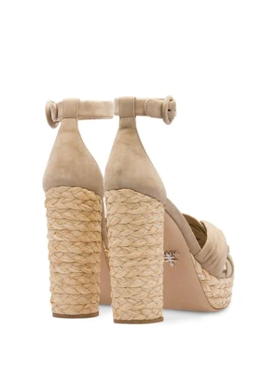 Shop Prada Suede Espadrille Platform Sandals In F0065 Cord
