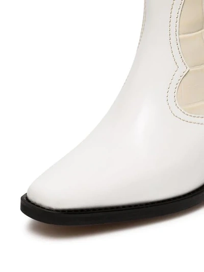 Shop Ganni White Nadine 70 Leather Thigh High Boots