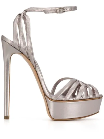 Shop Casadei Flora Bonnie Platform Sandals In Silver