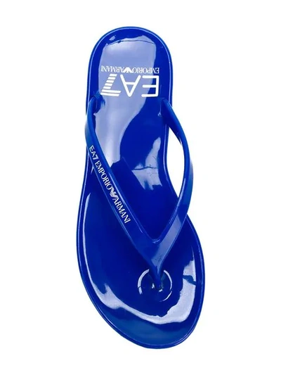 Shop Ea7 Thong-strap Flip Flops In Blue