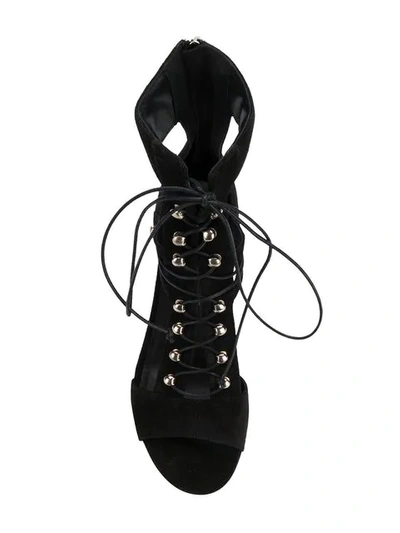 Shop Balmain Hill Lace-up Suede Sandals In 0pa 0pa Noir
