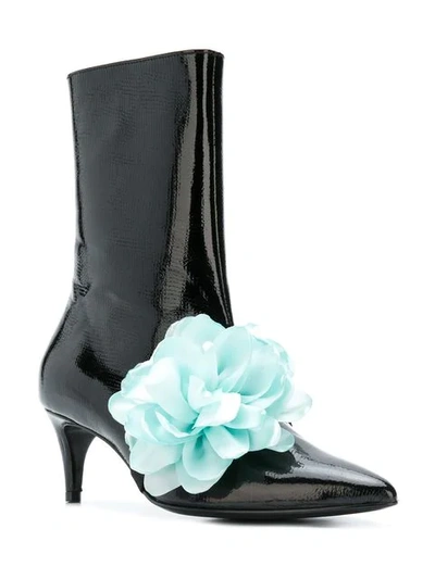 Shop Leandra Medine Flower Ankle Boots In Black