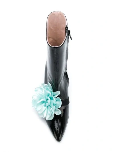 Shop Leandra Medine Flower Ankle Boots In Black