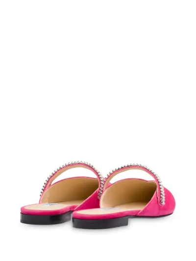 Shop Prada Embellished Band Slippers In Pink