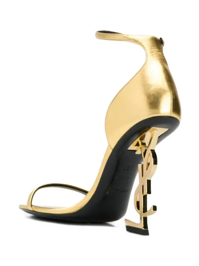 Shop Saint Laurent Opyum 90mm Metallic Sandals In Gold