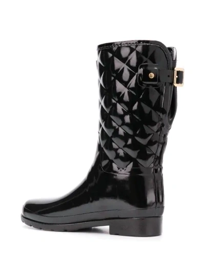Shop Hunter Refined Short Quilted Wellies In Black