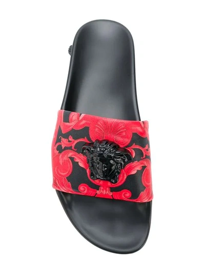 Shop Versace Medusa Head Slides In Red