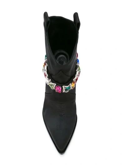 Shop Casadei Embellished Cowboy-style Boots - Black
