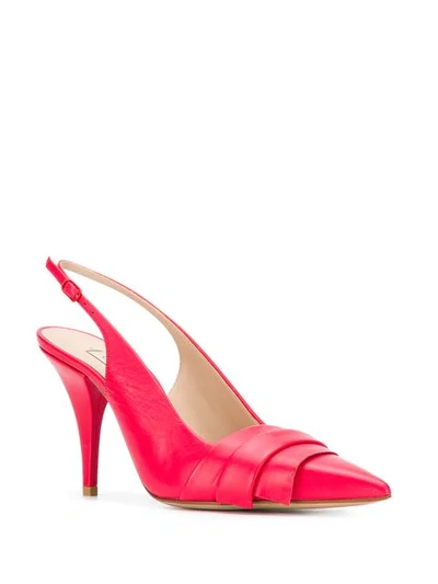 Shop Casadei Draped Slingback Pumps In Red