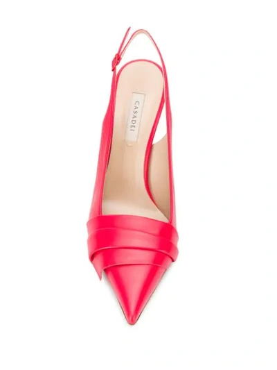 Shop Casadei Draped Slingback Pumps In Red