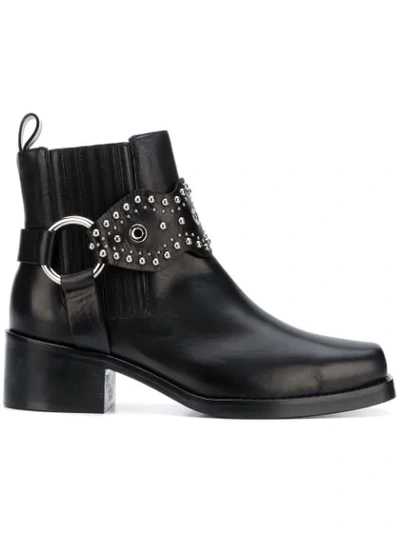 Shop Red Valentino Red(v) Studded Strap Ankle Boots In Black
