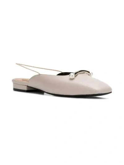 Shop Coliac Pearl Pin Slingback Mules In Neutrals