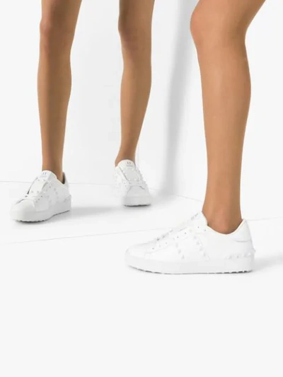 Shop Valentino Rockstud Untitled Sneakers In White