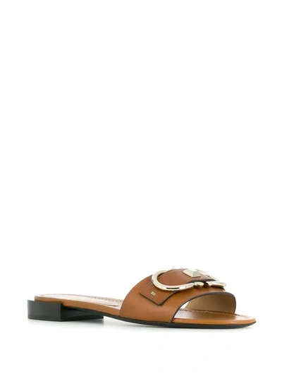 Shop Ferragamo Gancini Slide Sandals In Brown
