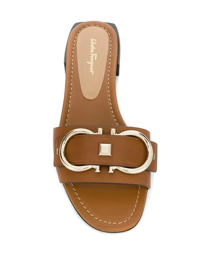 Shop Ferragamo Gancini Slide Sandals In Brown