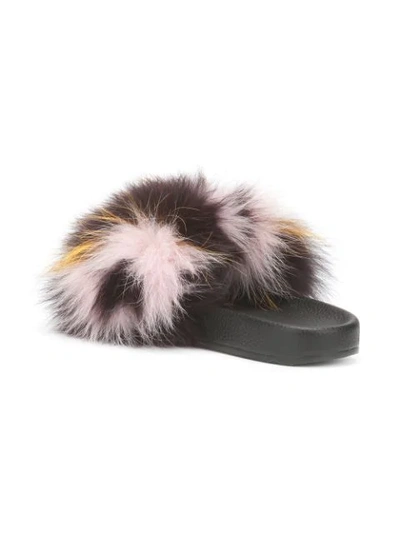 Shop Yves Salomon Fur Sliders - Black