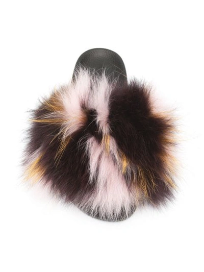 Shop Yves Salomon Fur Sliders - Black