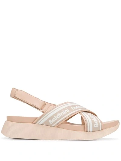 Shop Baldinini Platform Slingback Sandals In Neutrals