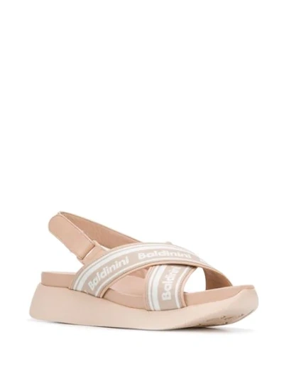 Shop Baldinini Platform Slingback Sandals In Neutrals