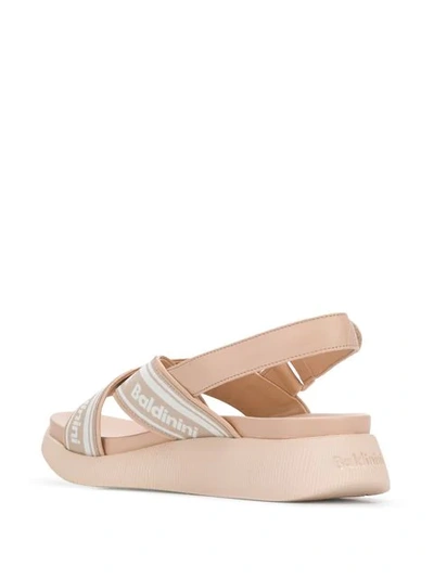 Shop Baldinini Platform Slingback Sandals In Neutrals