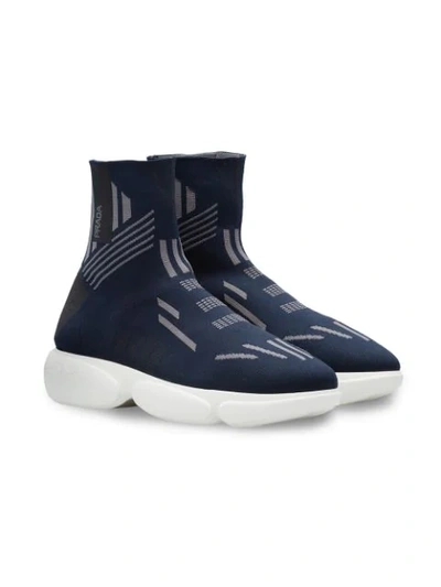 PRADA CLOUDBUST HIGH-TOP SNEAKERS - 蓝色