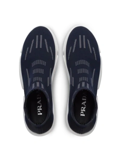Shop Prada Cloudbust High-top Sneakers In Blue ,grey