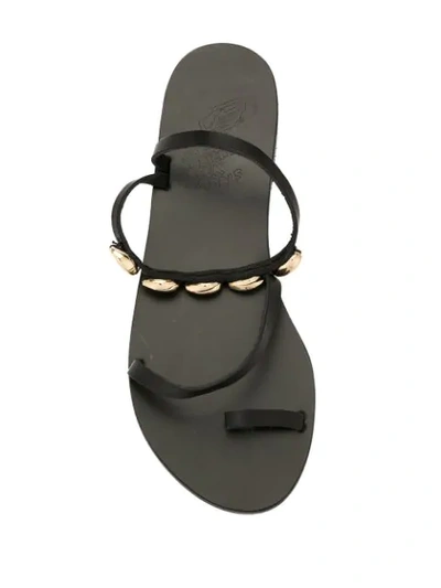 Shop Ancient Greek Sandals Alpi Eleftheria Shell Sandals In Black