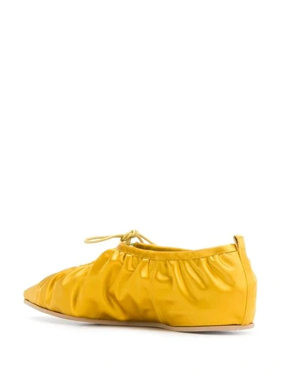 Shop Stella Mccartney Ruched Ballet Flats In Yellow