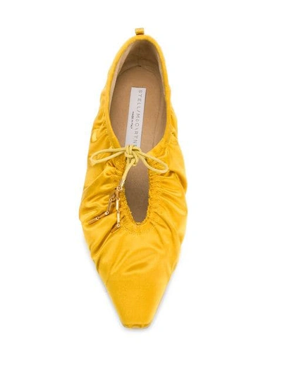 Shop Stella Mccartney Ruched Ballet Flats In Yellow