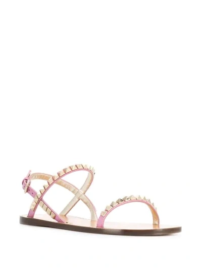 Shop Valentino Garavani Rockstud Flat Sandals In Pink
