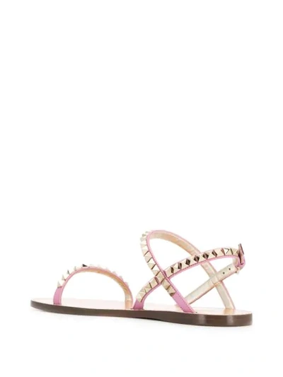 Shop Valentino Garavani Rockstud Flat Sandals In Pink