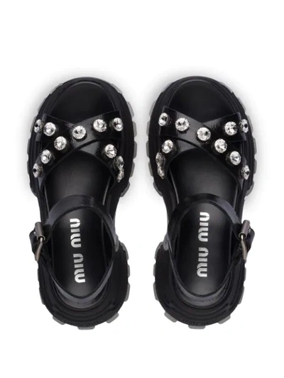 Shop Miu Miu Embellished Chunky Sandals In Black