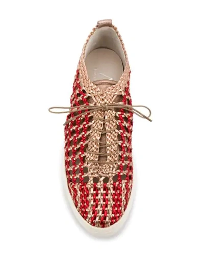 AGL 对比编织板鞋 - 红色
