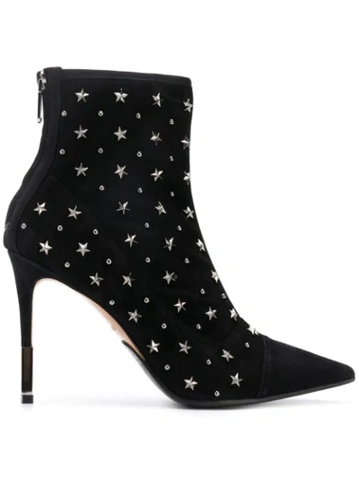 Shop Balmain Star Studded Ankle Boots In Black