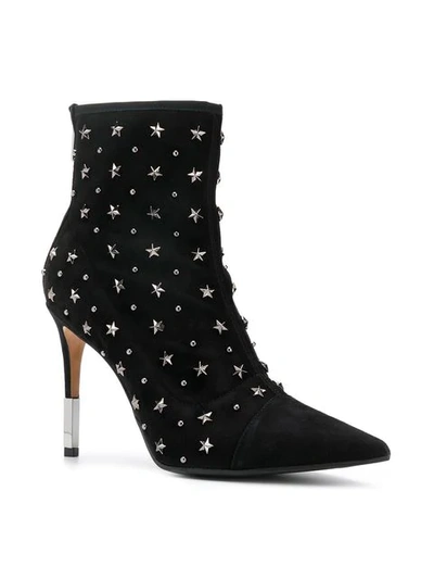 Shop Balmain Star Studded Ankle Boots In Black