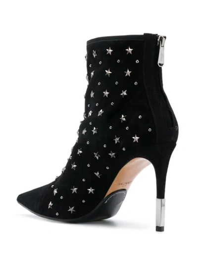 Shop Balmain Star Studded Ankle Boots In Black