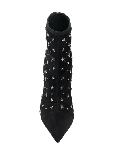 Shop Balmain Star Studded Ankle Boots In Black