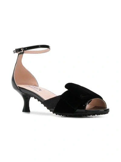 Shop Tod's Sandals With A Bow Ribbon Detail In Black