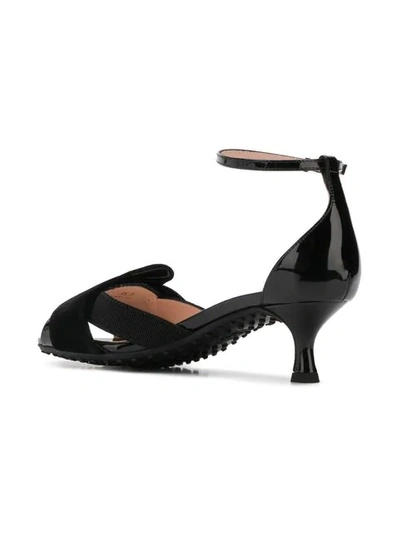 Shop Tod's Sandals With A Bow Ribbon Detail In Black