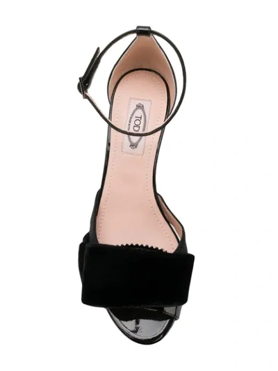 Shop Tod's Sandals With A Bow Ribbon Detail In Black