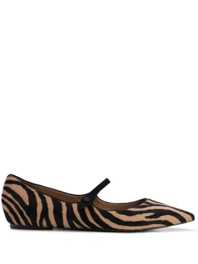 TABITHA SIMMONS HERMIONE ZEBRA-PRINT FLATS - 黑色