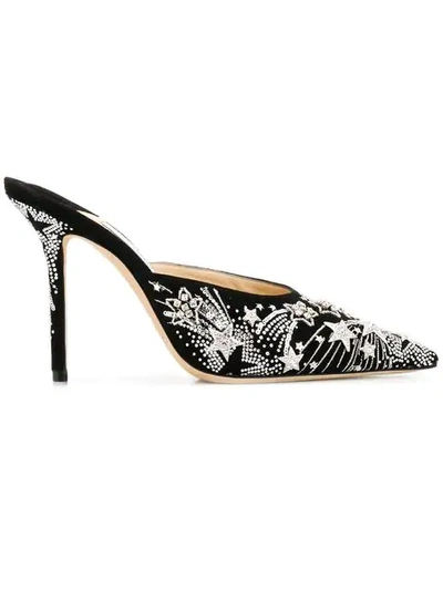 Shop Jimmy Choo Faux-crystal Embellished Mules In Black