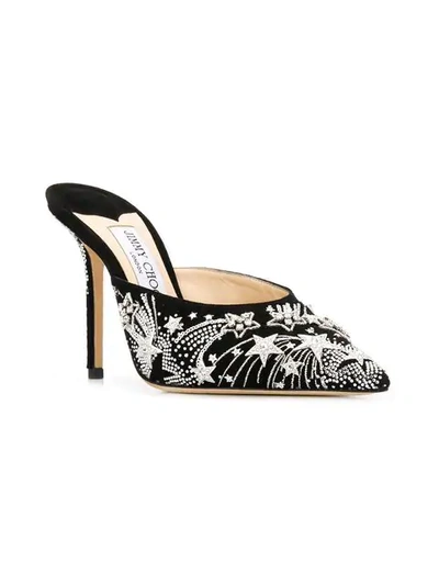 Shop Jimmy Choo Faux-crystal Embellished Mules In Black