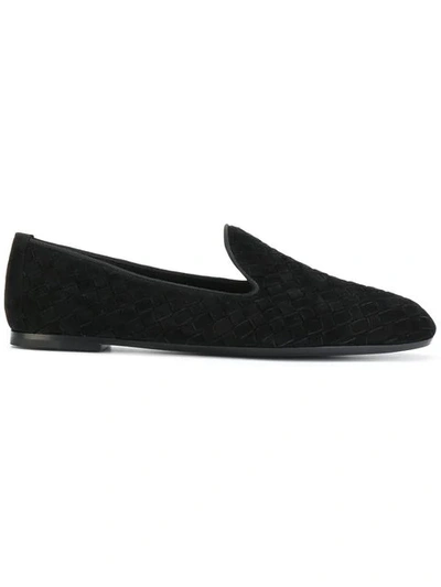 Shop Bottega Veneta Textured Loafers In Black