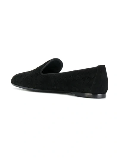 Shop Bottega Veneta Textured Loafers In Black