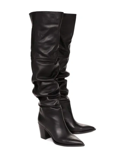 Shop Gianvito Rossi Black 70 Leather Slouch Boots In 3860111