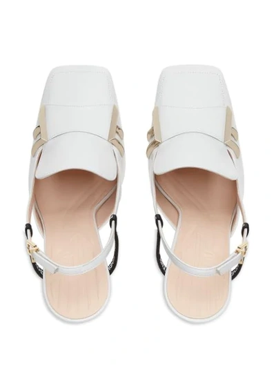 Shop Fendi Ffreedom Slingback Pumps In White