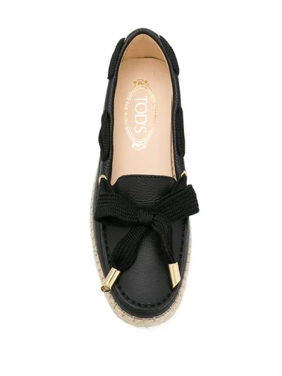 Shop Tod's Leather Espadrille In Black