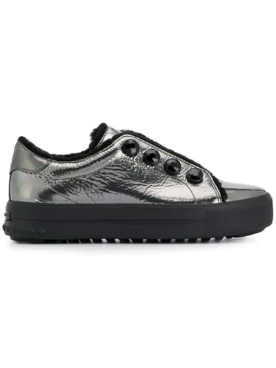 Shop Kennel & Schmenger Metallic Lace-up Sneakers In Silver